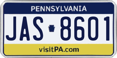PA license plate JAS8601