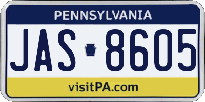 PA license plate JAS8605