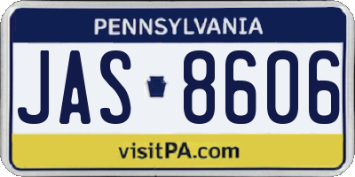 PA license plate JAS8606