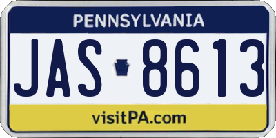 PA license plate JAS8613