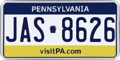 PA license plate JAS8626