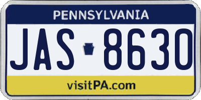 PA license plate JAS8630