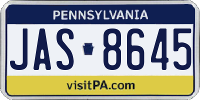 PA license plate JAS8645