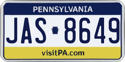 PA license plate JAS8649