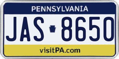 PA license plate JAS8650