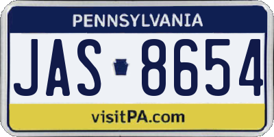 PA license plate JAS8654