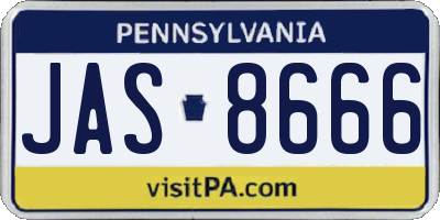 PA license plate JAS8666