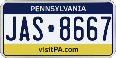 PA license plate JAS8667