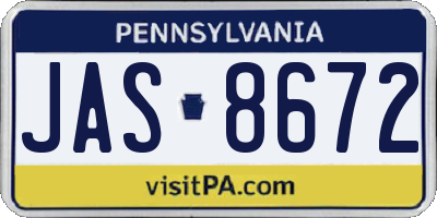 PA license plate JAS8672