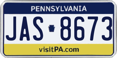 PA license plate JAS8673
