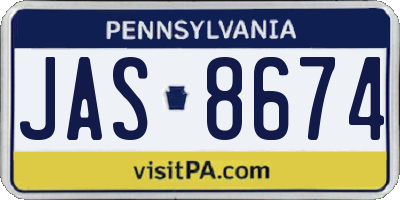 PA license plate JAS8674