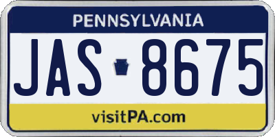 PA license plate JAS8675