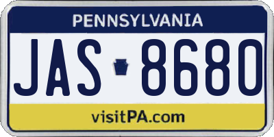 PA license plate JAS8680