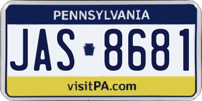 PA license plate JAS8681