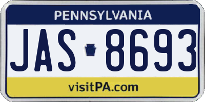 PA license plate JAS8693
