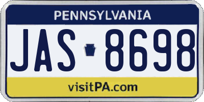 PA license plate JAS8698