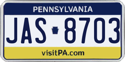 PA license plate JAS8703
