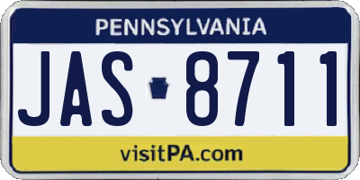 PA license plate JAS8711