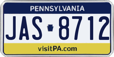 PA license plate JAS8712