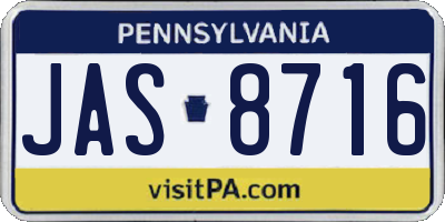 PA license plate JAS8716
