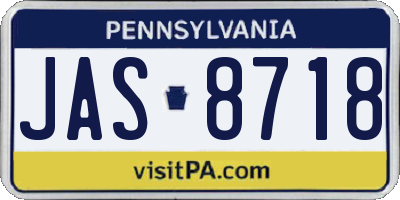 PA license plate JAS8718