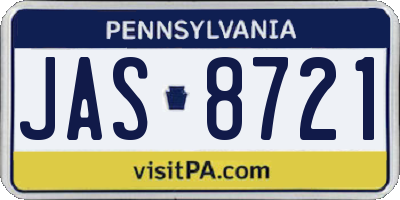 PA license plate JAS8721