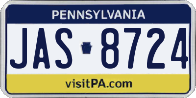 PA license plate JAS8724
