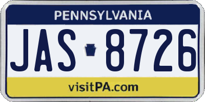 PA license plate JAS8726