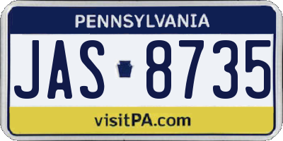 PA license plate JAS8735