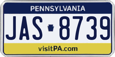 PA license plate JAS8739