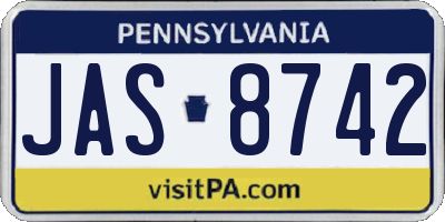 PA license plate JAS8742