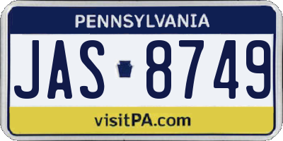 PA license plate JAS8749