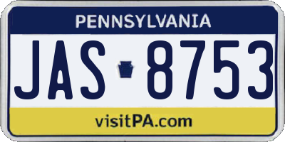 PA license plate JAS8753