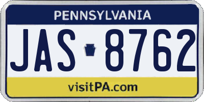 PA license plate JAS8762