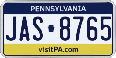 PA license plate JAS8765