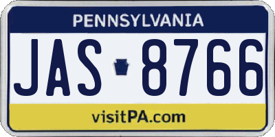 PA license plate JAS8766