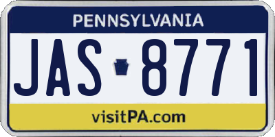 PA license plate JAS8771