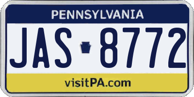 PA license plate JAS8772