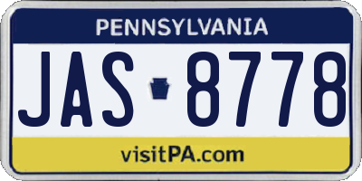 PA license plate JAS8778
