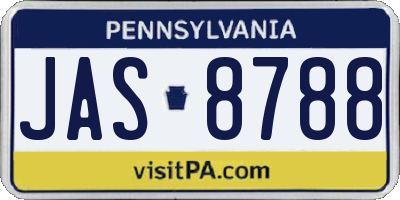PA license plate JAS8788