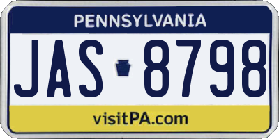 PA license plate JAS8798