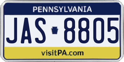 PA license plate JAS8805