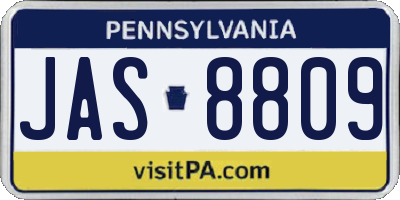 PA license plate JAS8809