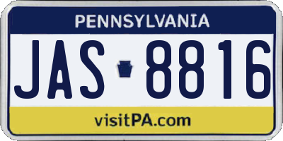 PA license plate JAS8816