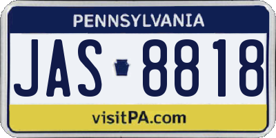 PA license plate JAS8818
