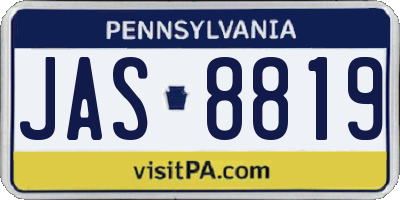PA license plate JAS8819