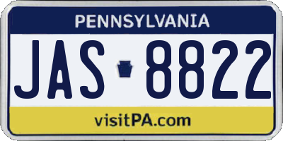 PA license plate JAS8822