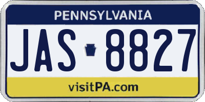 PA license plate JAS8827