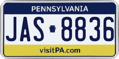 PA license plate JAS8836