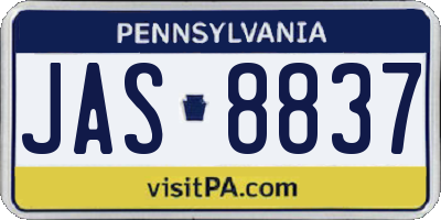 PA license plate JAS8837
